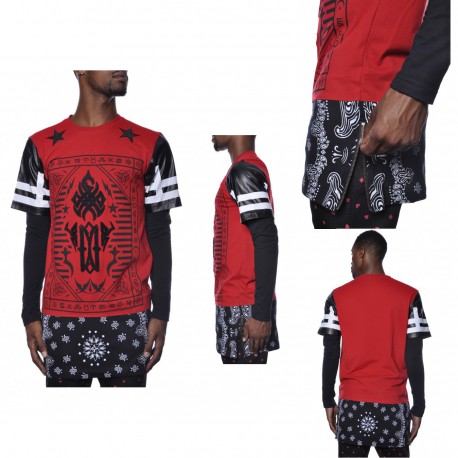 Long Sleeve Red Bandana Design Shirt