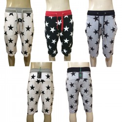 Wholesale Drawstring Stars Printed Jogger Shorts 6pc Pre-packed