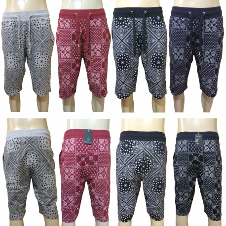 Wholesale Drawstring Bandana Printed Jogger Shorts 6pc Pre-packed