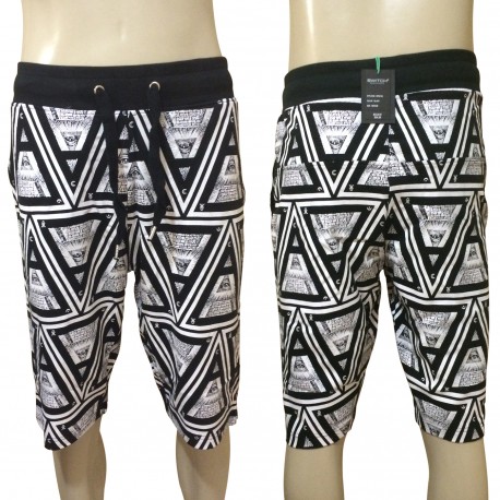 Wholesale Drawstring Illuminati Printed Jogger Shorts 6pc Pre-packed