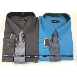 Wholesale Men "Big Size" Long Sleeve Dress Shirts with tie 6pc Pre-packed